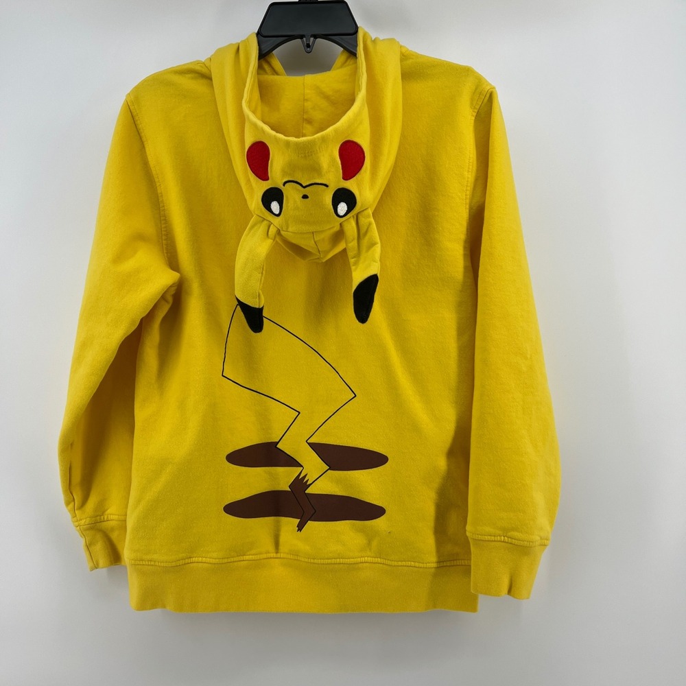 Pokemon Pikachu Yellow Zip Up Hoodie Kids XL 3D Ears Pokeball Mad Engine TGT4990 - Picture 3 of 10